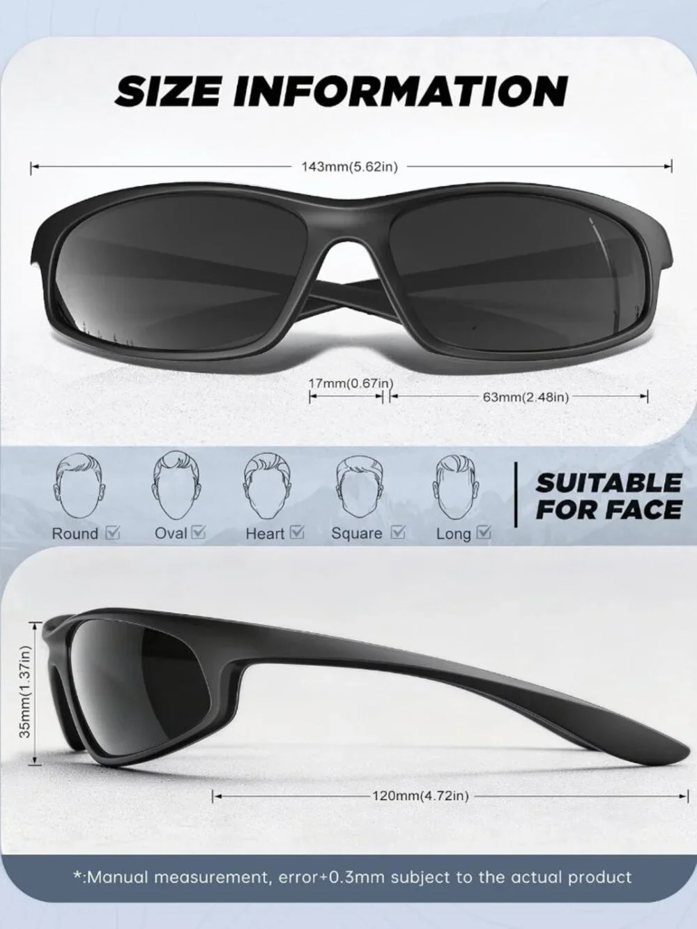 Polarized Sports Sunglasses for Men - UV Protection for Running, Cycling